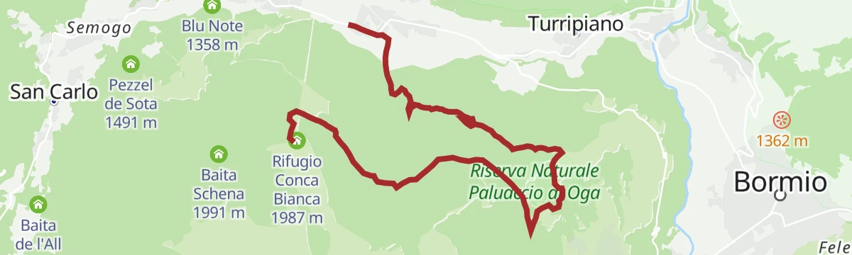 Route map: Pian della Mota - Fort of Oga - Rasin